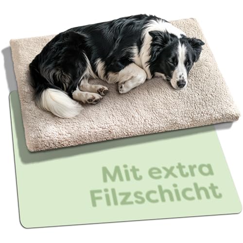 Knupis Selbstheizende Hundedecke - Große Hundematte 90x60 cm - Waschbarer Bezug - Kuschelig weiche Wärmematte ohne Strom - Mit Rutschfester Unterseite (Braun) von Knupis