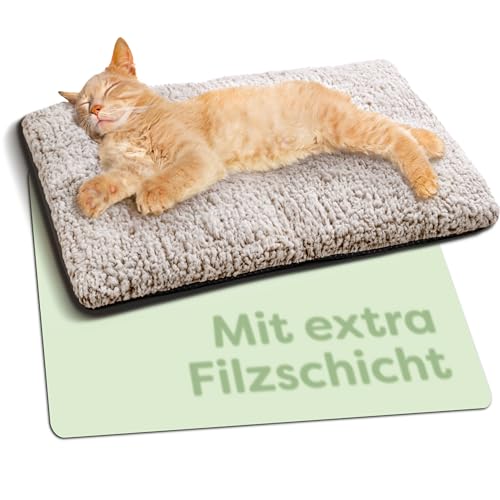 Knupis Selbstheizende Decke für Hunde & Katzen Braun 60x45cm - Weich & kuschelige Katzendecke - Geräuschdämpfung - Waschbarer Bezug - Mit Rutschfester Unterseite von Knupis