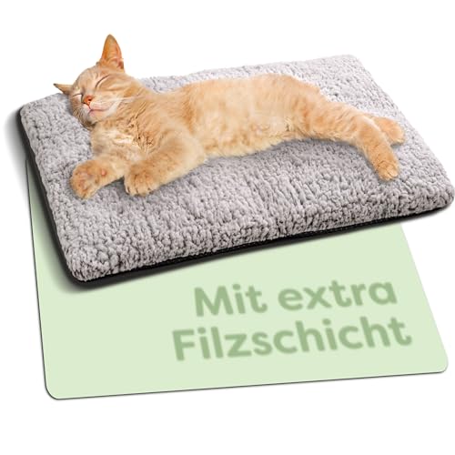 Knupis Selbstheizende Decke für Hunde & Katzen Grau 60x45cm - Weich & kuschelige Katzendecke - Geräuschdämpfung - Waschbarer Bezug - Mit Rutschfester Unterseite von Knupis