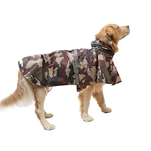 KoKoBin Reflektierend Hunderegenmantel mit Kapuze ultraleichte atmungsaktive wasserdichte Hundejacke Regenhülle für mittlere und große Hunde（braun，L） von KoKoBin