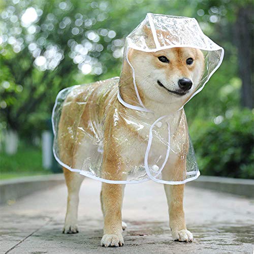 KoKoBin Reflektierender Mantel für Hunde und Katzen mit Kapuze, verstellbar, PVC, transparent, wasserdicht, ultraleicht, für kleine Hunde (Weiß, S) von KoKoBin