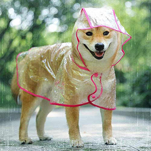 KoKoBin Reflektierender Mantel für Hunde und Katzen mit Kapuze, verstellbar, PVC, transparent, wasserdicht, ultraleicht, für kleine Hunde (Rot, L) von KoKoBin