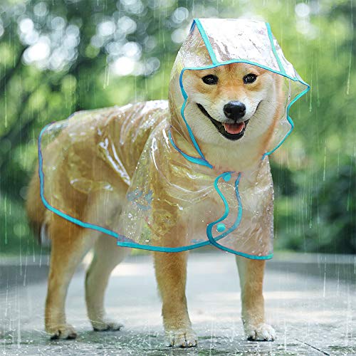 KoKoBin Regenmantel für Hunde und Katzen mit Kapuze, verstellbar, PVC, transparent, wasserdicht, ultraleicht, für kleine Hunde (Blau, L) von KoKoBin