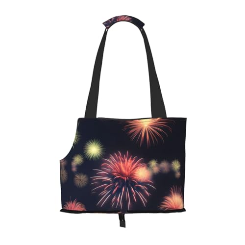 Explosion Feuerwerk 3D-Druck Hundetragetasche für kleine Hunde Katzen, Anti-Spring-Hunde-Geldbörse, Haustier-Tragetasche mit großen Taschen, Outdoor-Reisen von KoNsev