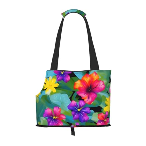 Hundetragetasche für kleine Hunde und Katzen, Motiv: hawaiianischer Blumendruck, springsicher, mit großen Taschen, Outdoor-Reisen Hundetragetasche für kleine Hunde und Katzen, Motiv: hawaiianischer Blumendruck, springsicher, mit großen Taschen, Outdoor-Reisen von KoNsev