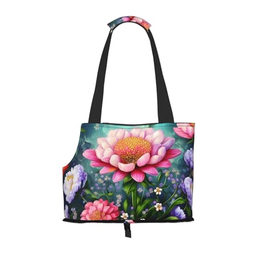 Hundetragetasche für kleine Hunde und Katzen, mit Blumenmotiv, mit großen Taschen, für Reisen im Freien Hundetragetasche für kleine Hunde und Katzen, mit Blumenmotiv, mit großen Taschen, für Reisen im Freien von KoNsev