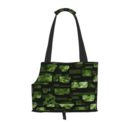 Hundetragetasche für kleine Hunde und Katzen, mit Militär-Camouflage-Muster, springsicher, mit großen Taschen, für Reisen im Freien, Grün von KoNsev