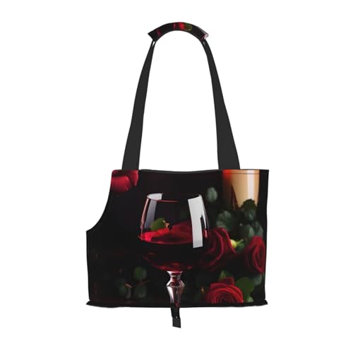 Hundetragetasche für kleine Hunde und Katzen, mit Rotweinrosen- und Kerzendruck, springsicher, mit großen Taschen, Outdoor-Reisen Hundetragetasche für kleine Hunde und Katzen, mit Rotweinrosen- und Kerzendruck, springsicher, mit großen Taschen, Outdoor-Reisen von KoNsev