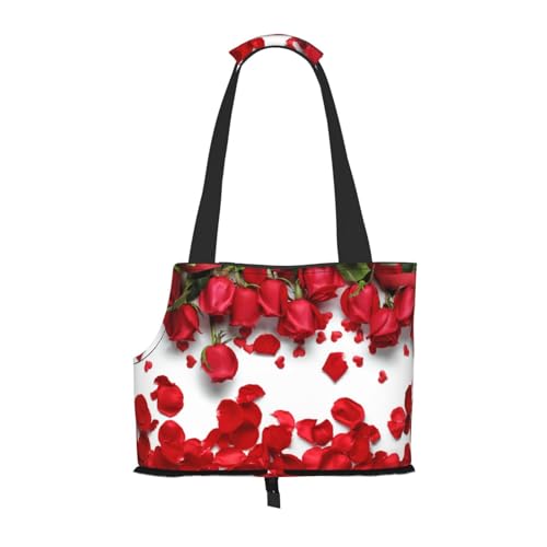 Hundetragetasche für kleine Hunde und Katzen, mit roten Rosenblättern, springsicher, mit großen Taschen, Outdoor-Reisen Hundetragetasche für kleine Hunde und Katzen, mit roten Rosenblättern, springsicher, mit großen Taschen, Outdoor-Reisen von KoNsev
