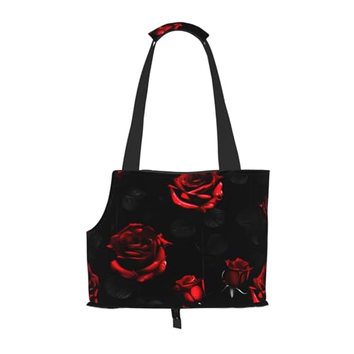 Hundetragetasche für kleine Hunde und Katzen, mit roten und schwarzen Rosen, springsicher, mit großen Taschen, Outdoor-Reisen Hundetragetasche für kleine Hunde und Katzen, mit roten und schwarzen Rosen, springsicher, mit großen Taschen, Outdoor-Reisen von KoNsev
