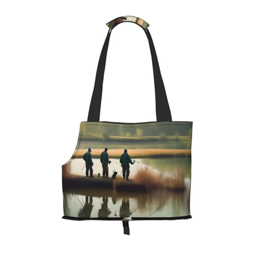 Hundetragetasche mit Fischermotiv, für kleine Hunde und Katzen, Anti-Spring-Hunde-Geldbörse, Haustier-Tragetasche mit großen Taschen, Outdoor-Reisen von KoNsev
