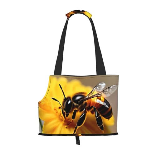 Hundetragetasche mit Honigbiene und Blumendruck, für kleine Hunde und Katzen, springsicher, mit großen Taschen, Outdoor-Reisen von KoNsev