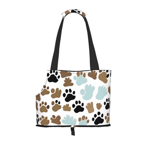 Hundetragetasche mit Hundeknochen und Pfotenabdrücken für kleine Hunde und Katzen, springsicher, mit großen Taschen, Outdoor-Reisen von KoNsev