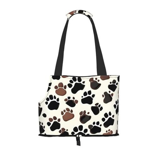 Hundetragetasche mit Pfotenabdruck-Aufdruck für kleine Hunde und Katzen, springsicher, mit großen Taschen, Outdoor-Reisen von KoNsev
