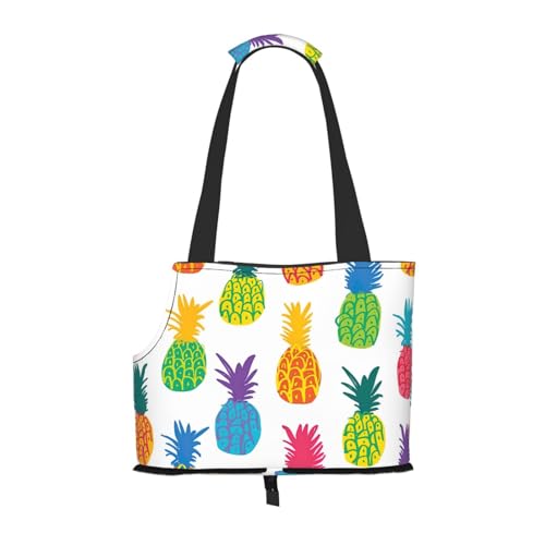 Hundetragetasche mit Regenbogen-Ananas-Druck, für kleine Hunde und Katzen, springsicher, mit großen Taschen, Outdoor-Reisen von KoNsev