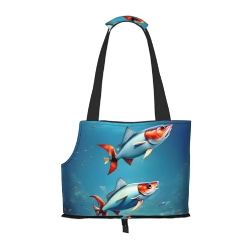 Hundetragetasche mit fliegendem Fisch im Ozean, für kleine Hunde und Katzen, springsicher, mit großen Taschen, Outdoor-Reisen von KoNsev