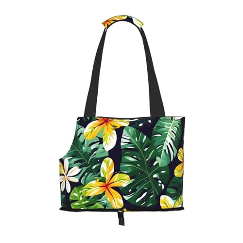 Hundetragetasche mit hawaiianischen tropischen Blättern und Blumen, für kleine Hunde und Katzen, springsicher, mit großen Taschen, Outdoor-Reisen von KoNsev