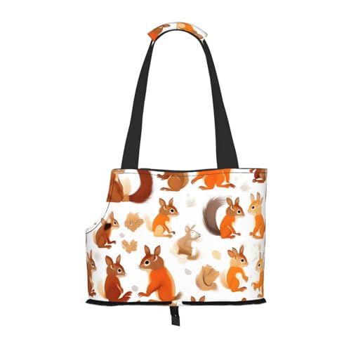 Hundetragetasche mit niedlichem Eichhörnchen-Aufdruck, für kleine Hunde und Katzen, springsicher, mit großen Taschen, Outdoor-Reisen von KoNsev