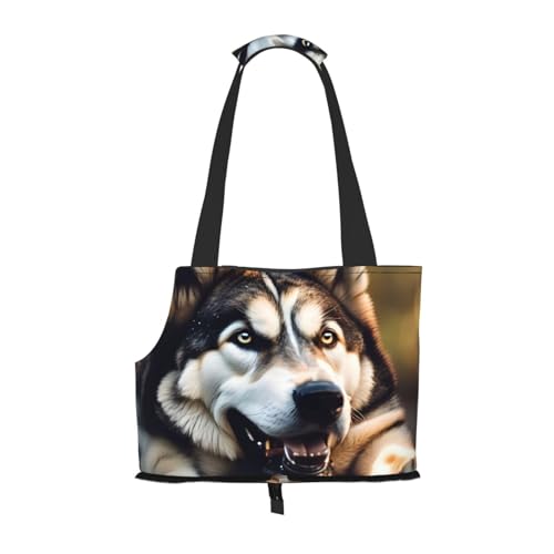 Hundetragetasche mit niedlichem Husky-Aufdruck, für kleine Hunde und Katzen, springsicher, mit großen Taschen, Outdoor-Reisen von KoNsev