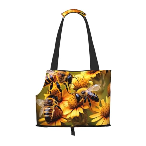 Rural Hundetragetasche mit Honigbienen und Blumen, für kleine Hunde und Katzen, springsicher, mit großen Taschen, Outdoor-Reisen von KoNsev