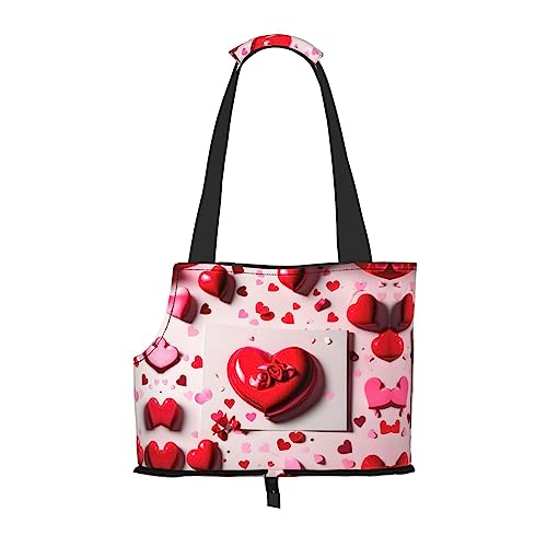 Transportbox für mittelgroße Katzen und Welpen, zusammenklappbar, weiche Seiten, für U-Bahn/Einkaufen/Wandern, Valentinstag-Aufdruck Transportbox für mittelgroße Katzen und Welpen, zusammenklappbar, weiche Seiten, für U-Bahn/Einkaufen/Wandern, Valentinstag-Aufdruck von KoNsev