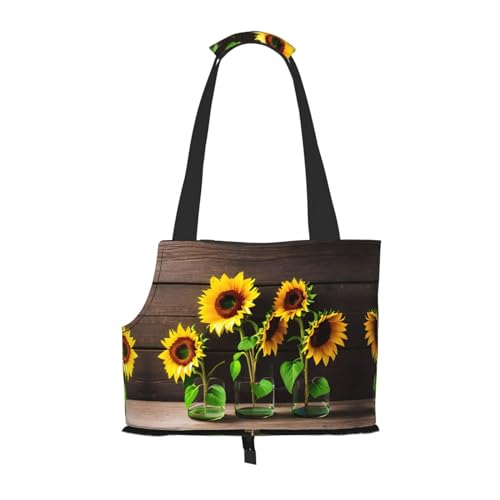 Transportbox für mittelgroße Katzen und Welpen, zusammenklappbar, weiche Seiten, für U-Bahn/Einkaufen/Wandern, drei Sonnenblumen auf Holzdruck Transportbox für mittelgroße Katzen und Welpen, zusammenklappbar, weiche Seiten, für U-Bahn/Einkaufen/Wandern, drei Sonnenblumen auf Holzdruck von KoNsev