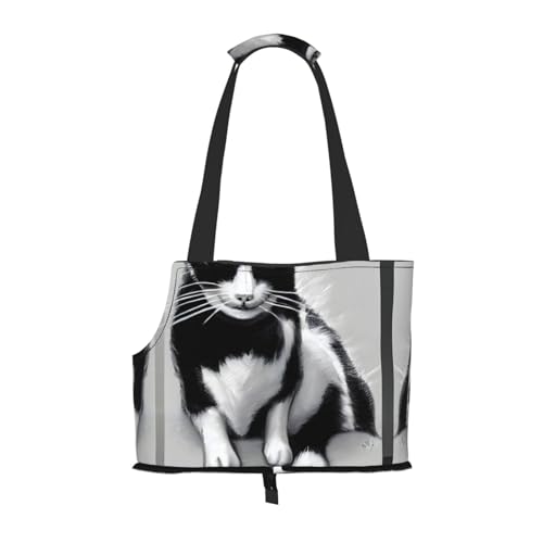 Transportbox für mittelgroße Katzen und Welpen, zusammenklappbar, weiche Seiten, für U-Bahn/Einkaufen/Wandern, schwarz-weiße Katzen von KoNsev