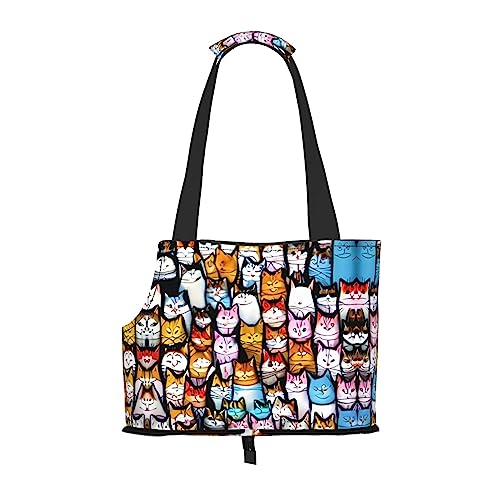 Transportbox für mittelgroße Katzen und Welpen, zusammenklappbar, weiche Seiten, für U-Bahn/Einkaufen/Wandern, viele Cartoon-Katzen-Aufdruck Transportbox für mittelgroße Katzen und Welpen, zusammenklappbar, weiche Seiten, für U-Bahn/Einkaufen/Wandern, viele Cartoon-Katzen-Aufdruck von KoNsev