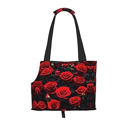 Transportbox für mittelgroße Katzen und Welpen, zusammenklappbar, weiche Seiten, für U-Bahn/Einkaufen/Wandern, viele rote Rosen Transportbox für mittelgroße Katzen und Welpen, zusammenklappbar, weiche Seiten, für U-Bahn/Einkaufen/Wandern, viele rote Rosen von KoNsev
