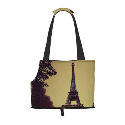 Transportbox für mittelgroße Katzen und Welpen, zusammenklappbar, weiche Seiten, für U-Bahn/Shopping/Wandern, Eiffelturm Paris von KoNsev