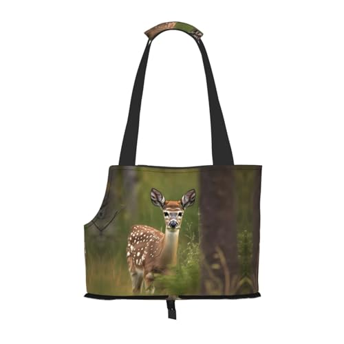Weiche Seiten, zusammenklappbare Haustier-Reisetasche für mittelgroße Katzen und Welpen, für U-Bahn/Einkaufen/Wandern, Weißschwanz-Hirsch, Rehkitz in Wildnis, Hirschdruck Weiche Seiten, zusammenklappbare Haustier-Reisetasche für mittelgroße Katzen und Welpen, für U-Bahn/Einkaufen/Wandern, Weißschwanz-Hirsch, Rehkitz in Wildnis, Hirschdruck von KoNsev