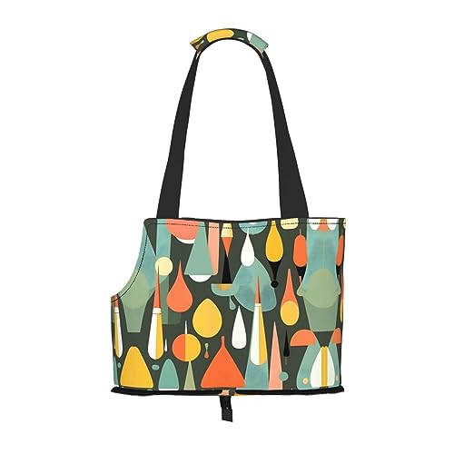 Weiche Seiten, zusammenklappbare Haustier-Reisetasche für mittelgroße Katzen und Welpen, für U-Bahn/Einkaufen/Wandern, moderner Retro-Stil mit Tropfenform-Aufdruck von KoNsev