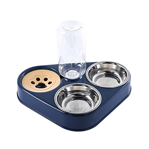 Automatisches Futterspender-Set für Haustiere, Hundefutternapf, Tränke, doppelter Edelstahlnapf, Schwerkraft-Nachfüll-Wasserflaschenspender von Kobeleen