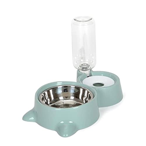 Pet Automatische Feeder Waterer Set Hundefutter Wasser Schüssel Edelstahl Schüssel Schwerkraft Nachfüllt Wasser Flasche Spender von Kobeleen