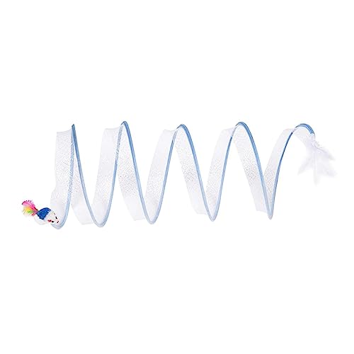 Zusammenklappbarer Katzentunnel in S-Form mit niedlichem Sisal-Ball und Federn, Spielröhre zum Spielen – Crinkle-Tunnel in der Mitte von Kobeleen