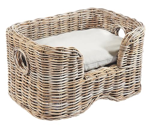 Kobolo Tierbett Tierkorb Körbchen für Hunde und Katzen - Furry - Rattan kubu Grey - mit Kissen von Kobolo