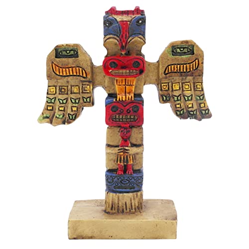 Kocris Casa Indische Totem Pole Fisch Tank Dekorationen Dekor Indianer Stamm Clan Skulptur Alte Kultur Gott Reptilien Eidechse Spinne Tank Terrarium Hawaii Statue Figur Dekor Ornament Haustier von Kocris Casa