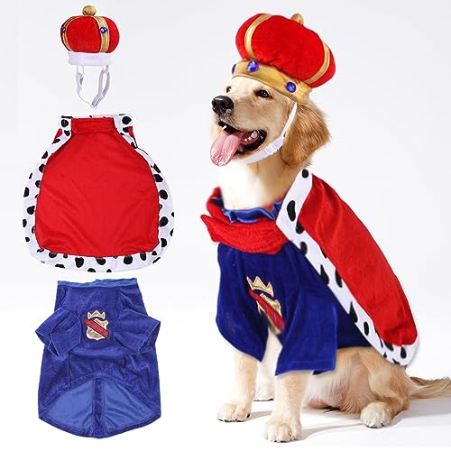 King Dog Cloak – Halloween-Hunde-Cosplay, inklusive Rubin-Kronenhut und Umhang für kleine bis große Hunde, perfekt für Partys und Foto-Requisiten King Dog Cloak – Halloween-Hunde-Cosplay, inklusive Rubin-Kronenhut und Umhang für kleine bis große Hunde, perfekt für Partys und Foto-Requisiten von Kodervo