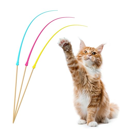 Koean Denko 【Richtig heftige Resonanz!! 】 Katzenspielzeug, Katzenangel, Mausschwanzförmiges, Twiggle Tail Nachahmende Jagd, Silikon Ultraleicht stabil (3-Set) von Koean Denko