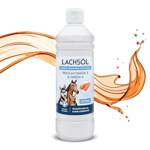 500ml Premium Lachsöl für Hunde, Katzen und Pferde | Reich an Omega 3 & 6 Fettsäuren - 100% Natürliches Fischöl im 0,5 Liter Gebinde von Koi- und Bonsaipark Herdecke