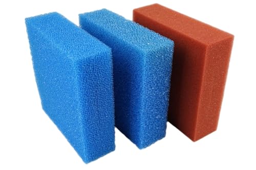 BioTec 5/10/30 Ersatzschwamm Sets passend für Oase Biotec Teichfilter/rote und Blaue Filterschwämme geschlitzt/Abmessung 25 x 25 x 8 cm/deutsche Qualität (Set Biotec 5/2 x blau 1 xrot) von Koi- und Bonsaipark Herdecke