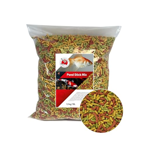 Koi Herdecke Premium Teich Sticks 10L/1,3Kg – 15mm Teichfutter für Koi & größere Goldfische – Fördert gesundes Wachstum & kräftige Farben – Leicht verdaulich – Klares Wasser für Teichfische von Koi- und Bonsaipark Herdecke
