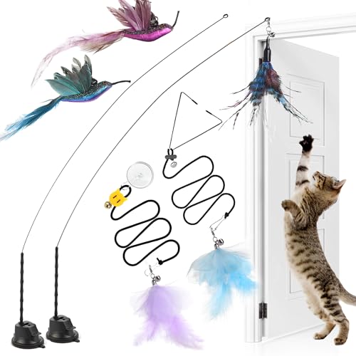 Kojude 4-in-1 interaktiver Katzenstab-Federspielzeug, Zauberstab, selbsthaltende Saugnäpfe, inklusive abnehmbaren 2 Simulations-Vogelspielzeug und 3 Feder-Spielzeug, 2 Arten hängende Tür Kojude 4-in-1 interaktiver Katzenstab-Federspielzeug, Zauberstab, selbsthaltende Saugnäpfe, inklusive abnehmbaren 2 Simulations-Vogelspielzeug und 3 Feder-Spielzeug, 2 Arten hängende Tür von Kojude