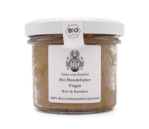 Bio Hundefutter im Glas -Organic Dog Dinner - Bio Hundefutter Vegan - Reis&Karotten Glas 12 x 100g [Premium Nassfutter] - 100% Bio Qualität - Koko von Knebel von Koko von Knebel