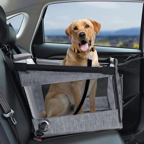Hund Autositz Rückbank für Kleine und Mittlere Hunde – Weiche und Bequeme Hundedecke Auto Rückbank, Sicherheitsgeschirr, Rutschfeste Polsterung, Komfortabler Hundesitz für Auto Rückbank, Ideal für Rei von Kolamom