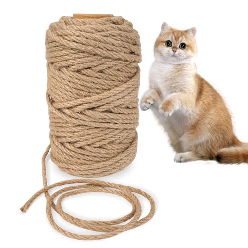 Kolamom Sisalseil für Kratzbaum 50m x 6mm, Sisalseil Natur für Katzen Kratzsaule Katzenbaum Ersatzteile, Haushalt, Garten, DIY, Dekoration von Kolamom