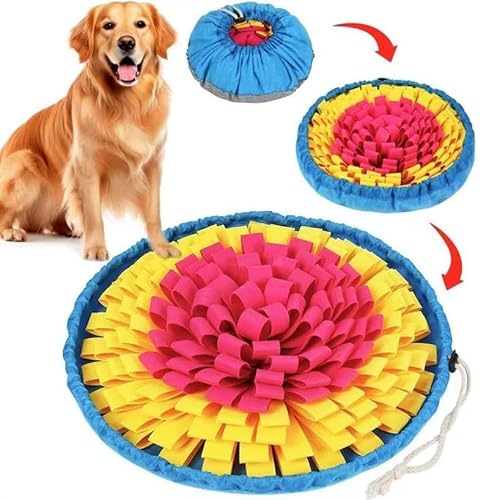 Kolamom Schnüffelmatte für Hunde Smartes Spielzeug für Hunde mit Rutschfester Oberfläche Intelligenzspielzeug für Hunde Anti-Stress-Schnüffelmatte Spielmatte für kleine und große Hunde 48 * 48cm Blau von Kolamom