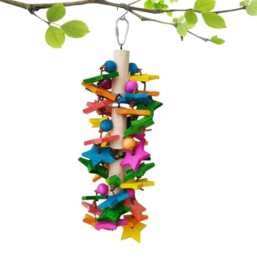 Koljkmh Kleines Papageienspielzeug, Papageien-Futtersuchspielzeug, Kaubares Nymphensittichspielzeug aus Holz zum Aufhängen für Papageien, Multifunktionale dekorative Käfiganhänger, von Koljkmh