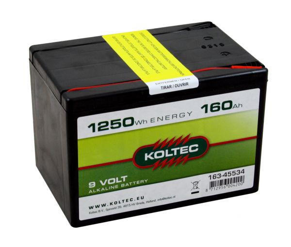 Koltec Alkaline 9V - 160Ah Weidezaunbatterie - Baterie für Weidezäune von Koltec