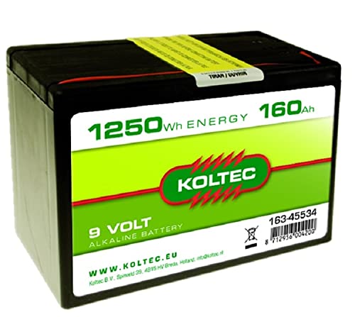 Koltec Alkaline 160Ah - 9V Weidezaunbatterie, Trockenbatterie, Batterie für Weidezäune und Elektrozäune von Koltec